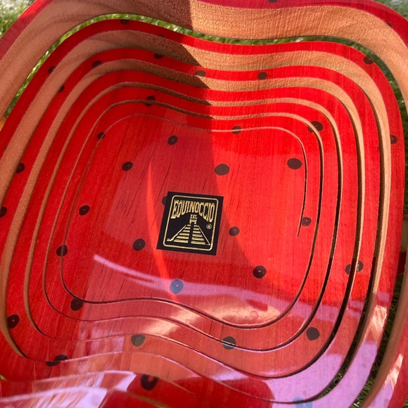 Pair of Vintage Equinoccio Red Apple and Watermelon Collapsable Wood Cut Display - Picture 7 of 13